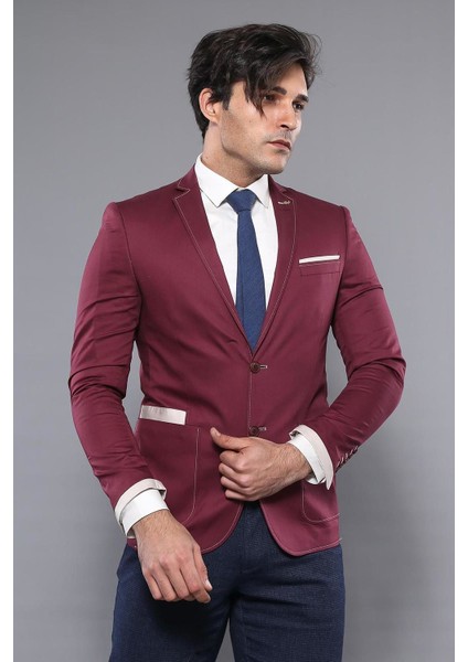 Erkek Kol Ağzı Parçalı Slim Fit Ceket