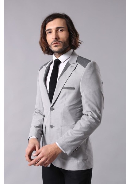 Erkek Sivri Yaka Iki Düğme Slim Fit Ceket