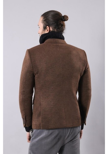 Erkek Kendinden Desenli Sivri Yaka Slim Fit Ceket modelleri
