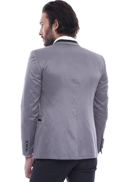 Erkek Çapraz Biye Detaylı Slim Fit Ceket