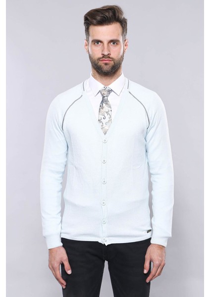 Erkek Slim Fit Desensiz Pamuk Hırka