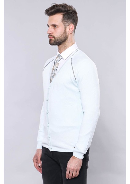 Erkek Slim Fit Desensiz Pamuk Hırka