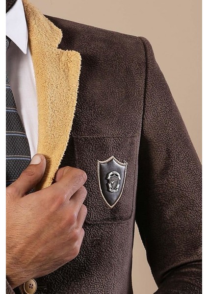 Erkek Armalı Içi Kürklü Velvet Slim Fit Ceket fiyatları
