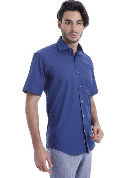 Erkek Kısa Kollu Slim Fit Düz Gömlek modelleri