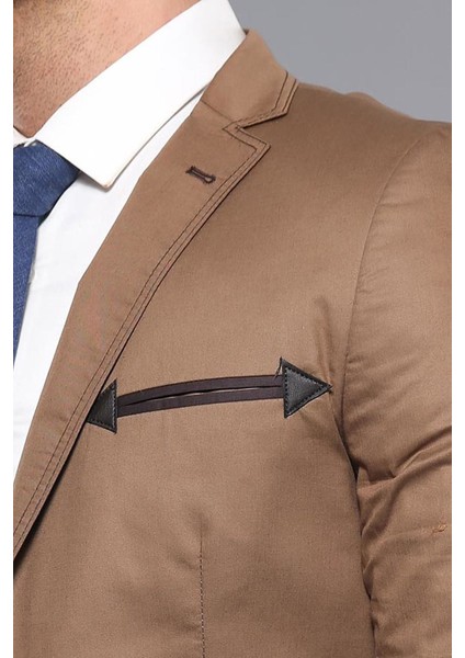 Erkek Çift Yırtmaç Iki Düğme Slim Fit Ceket