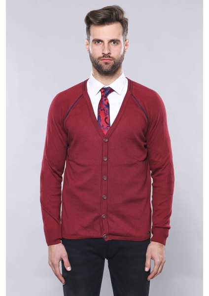 Erkek Slim Fit Desensiz Pamuk Hırka