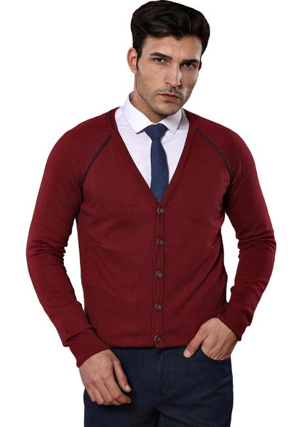 Erkek Slim Fit Desensiz Pamuk Hırka
