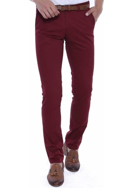Erkek Cepli Slim Fit Düz Desensiz Pamuk Pantolon