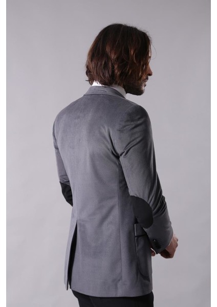 Erkek Torba Cep Biyeli Mono Yaka Slim Fit Ceket