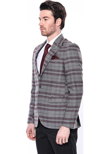 Erkek Ekose Desenli Sivri Yaka Slim Fit Ceket fırsatları