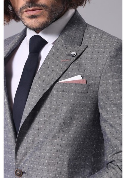 Erkek Keten Desenli Sivri Yaka Slim Fit Ceket fiyatları