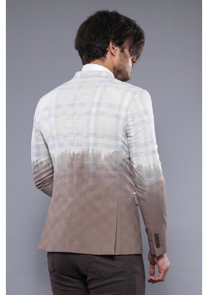 Erkek Ekoseli Desenli Slim Fit Ceket