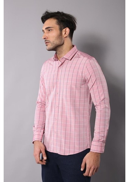 Erkek Ekoseli Slim Fit Gömlek