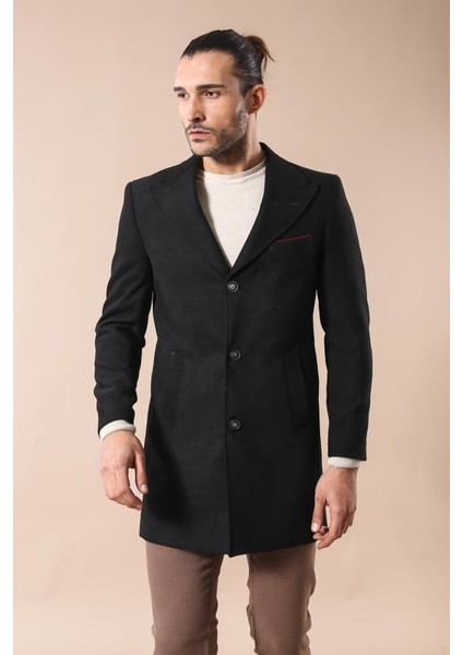 Erkek Geniş Yaka Diz Üstü Palto
