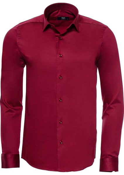 Erkek Pamuk Saten Slim Fit Gömlek