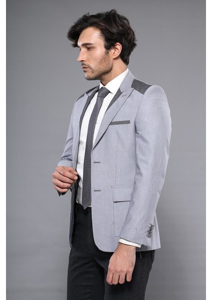 Erkek Omuz Desenli Sivri Yaka Slim Fit Ceket fiyatları