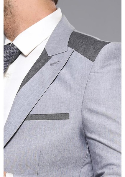 Erkek Omuz Desenli Sivri Yaka Slim Fit Ceket fırsatları