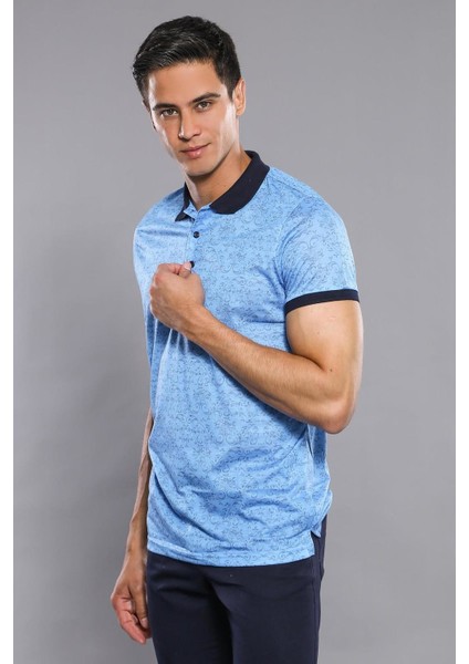 Erkek Çiçek Desenli Polo Yaka Slim Fit Tişört fiyatları