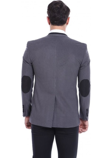 Erkek Iki Düğme Mono Yaka Velvet Slim Fit Ceket