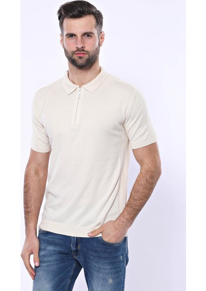 Erkek Slim Fit Polo Yaka Örme Düz Pamuk Tişört fiyatları