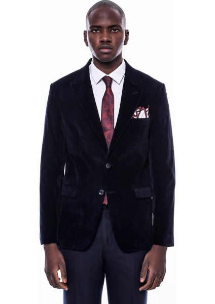 Erkek Çift Yırtmaç Sivri Yaka Slim Fit Ceket