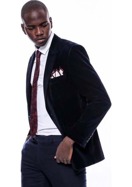 Erkek Çift Yırtmaç Sivri Yaka Slim Fit Ceket