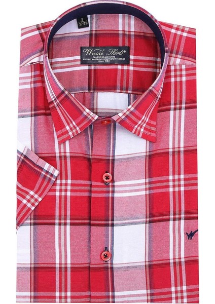 Erkek Sarı Slim Fit Ekose Desenli Pamuk Gömlek