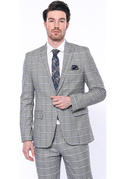 Erkek Ekose Desenli Sivri Yaka Slim Fit Ceket fiyatları