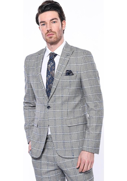Erkek Ekose Desenli Sivri Yaka Slim Fit Ceket fırsatları