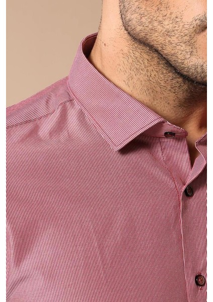 Erkek Slim Fit Desenli Çizgili Gömlek fiyatları