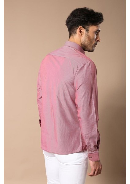 Erkek Slim Fit Desenli Çizgili Gömlek modelleri