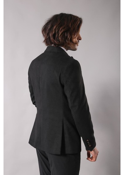 Erkek Sivri Yaka Tek Düğme Slim Fit Ceket