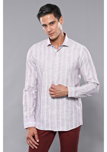 Erkek Ekose Desen Slim Fit Uzun Kollu Gömlek modelleri