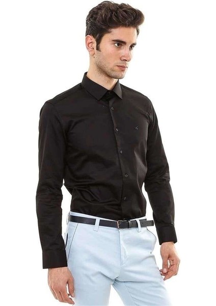 Erkek Pamuk Saten Slim Fit Gömlek modelleri
