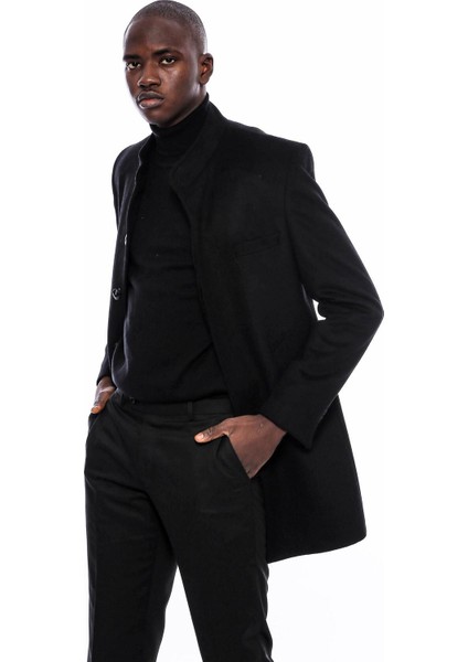 Erkek Hakim Yaka Slim Fit Uzun Kaban fırsatları