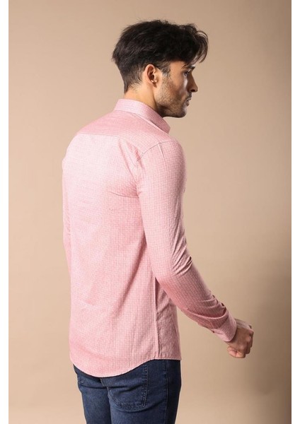 Erkek Nokta Desenli Slim Fit Gömlek modelleri