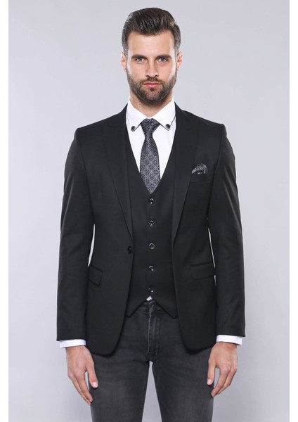 Erkek Tek Düğme Sivri Yaka Slim Fit Ceket