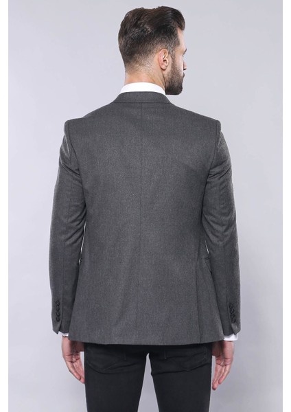 Erkek Tek Düğme Sivri Yaka Slim Fit Ceket