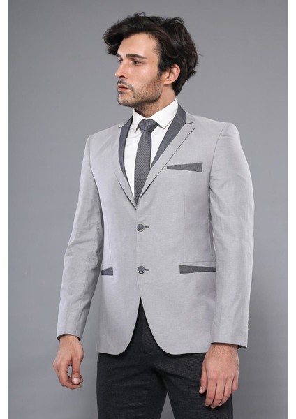 Erkek Yaka Modelli Slim Fit Ceket