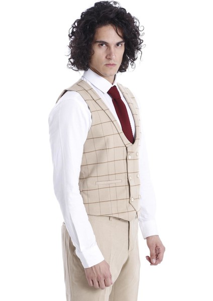 Erkek Düz Yaka Slim Fit Yelek Pantolon Takım fırsatları