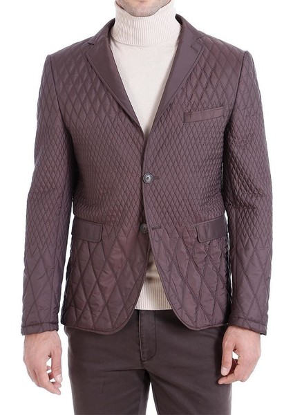 Erkek Üç Boyutlu Kapitone Slim Fit Spor Ceket