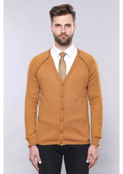 Erkek Slim Fit Desensiz Pamuk Hırka