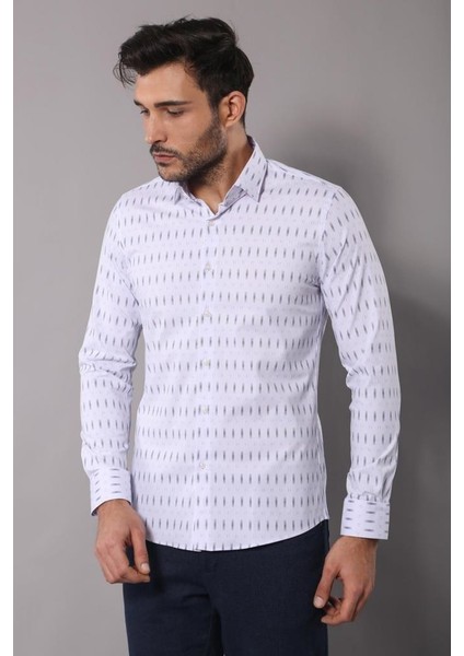 Erkek Slim Fit Çiçek Desenli Kısa Kollu Gömlek fırsatları