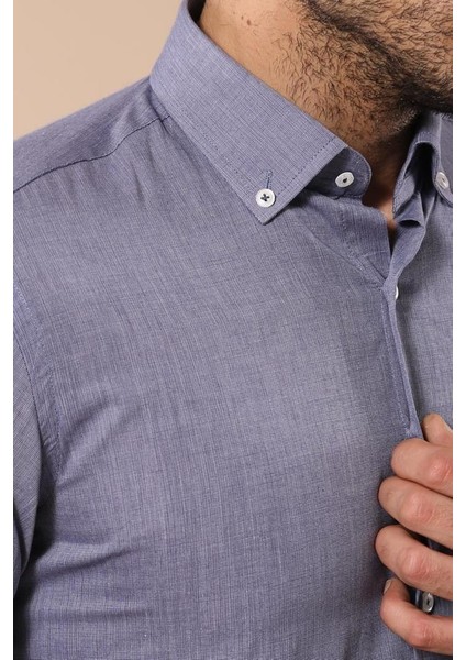 Erkek Slim Fit Düz Desensiz Manşetli Keten Gömlek fiyatları