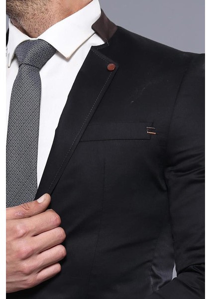 Erkek Hakim Yaka Slim Fit Ceket