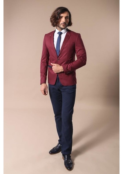 Erkek Hakim Yaka Slim Fit Ceket