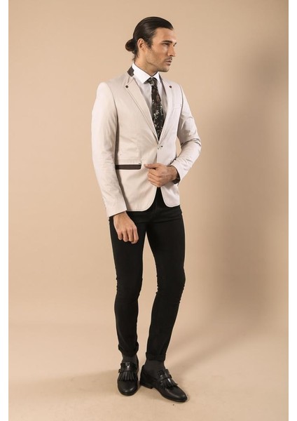 Erkek Hakim Yaka Slim Fit Ceket