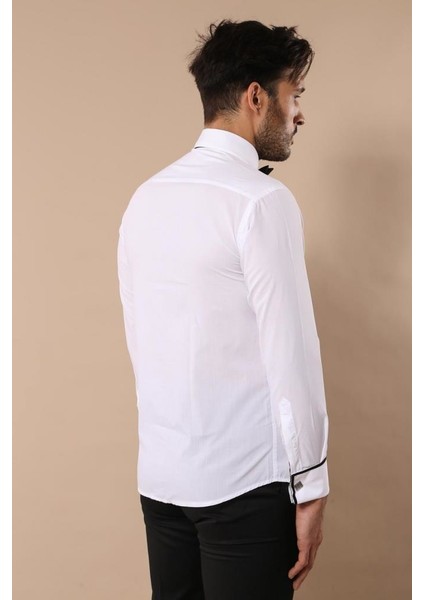 Erkek Slim Fit Pileli Manşetli Damatlık Pamuk Gömlek fiyatları