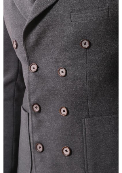 Erkek Kruvaze Slim Fit Kısa Palto