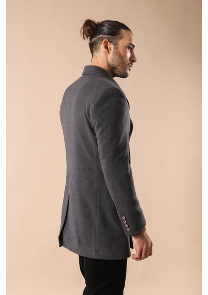 Erkek Kruvaze Slim Fit Kısa Palto